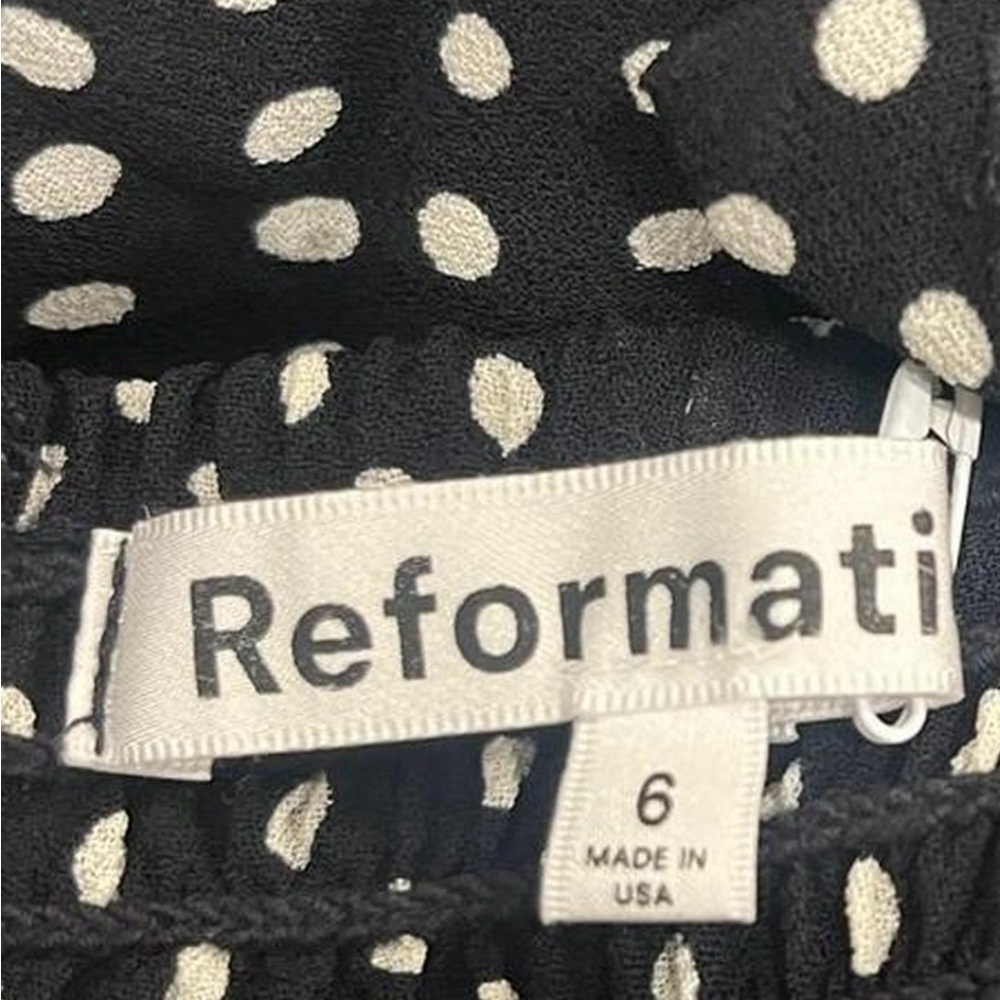 Reformation Taiga Black and White Polka Dot Mini Dress - Picture 4 of 4